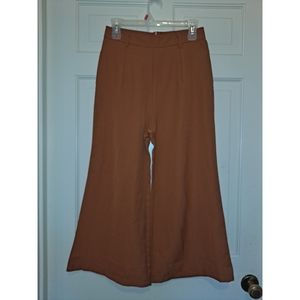 Wide leg flare burnt orange pants with zipper size M dress pants with pockets